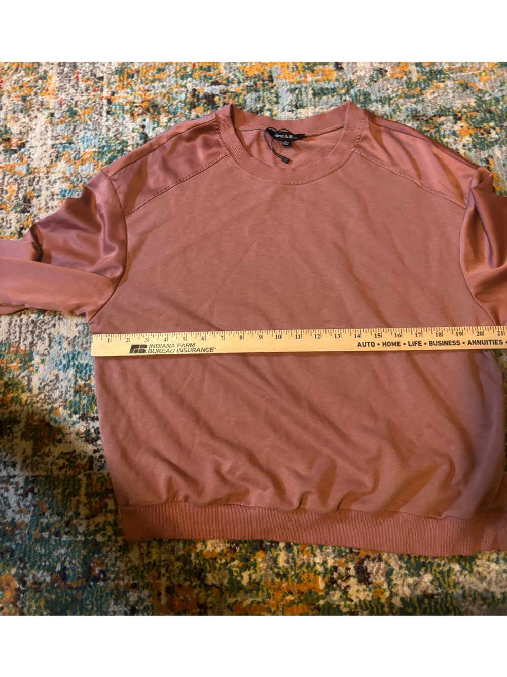 Mauve Satin-Sleeve Crewneck Sweatshirt - Picture 5 of 9